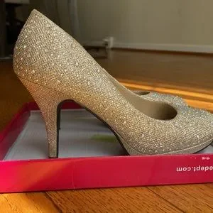 inch gold rhinestone heels